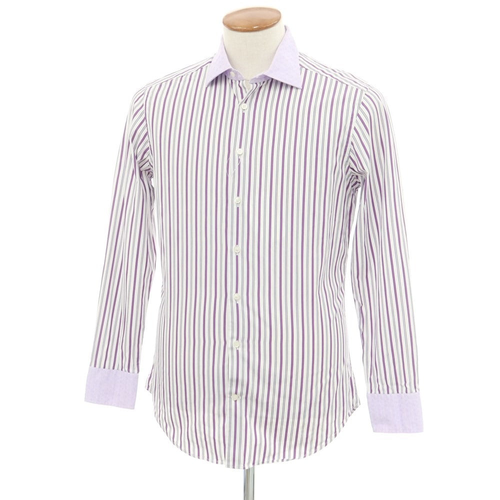 [Used] ETRO Cotton Striped Semi-Wide Collar Casual Shirt White x Purple [Size 39] [WHT] [S/S/A/W] [Condition Rank C] [Men&