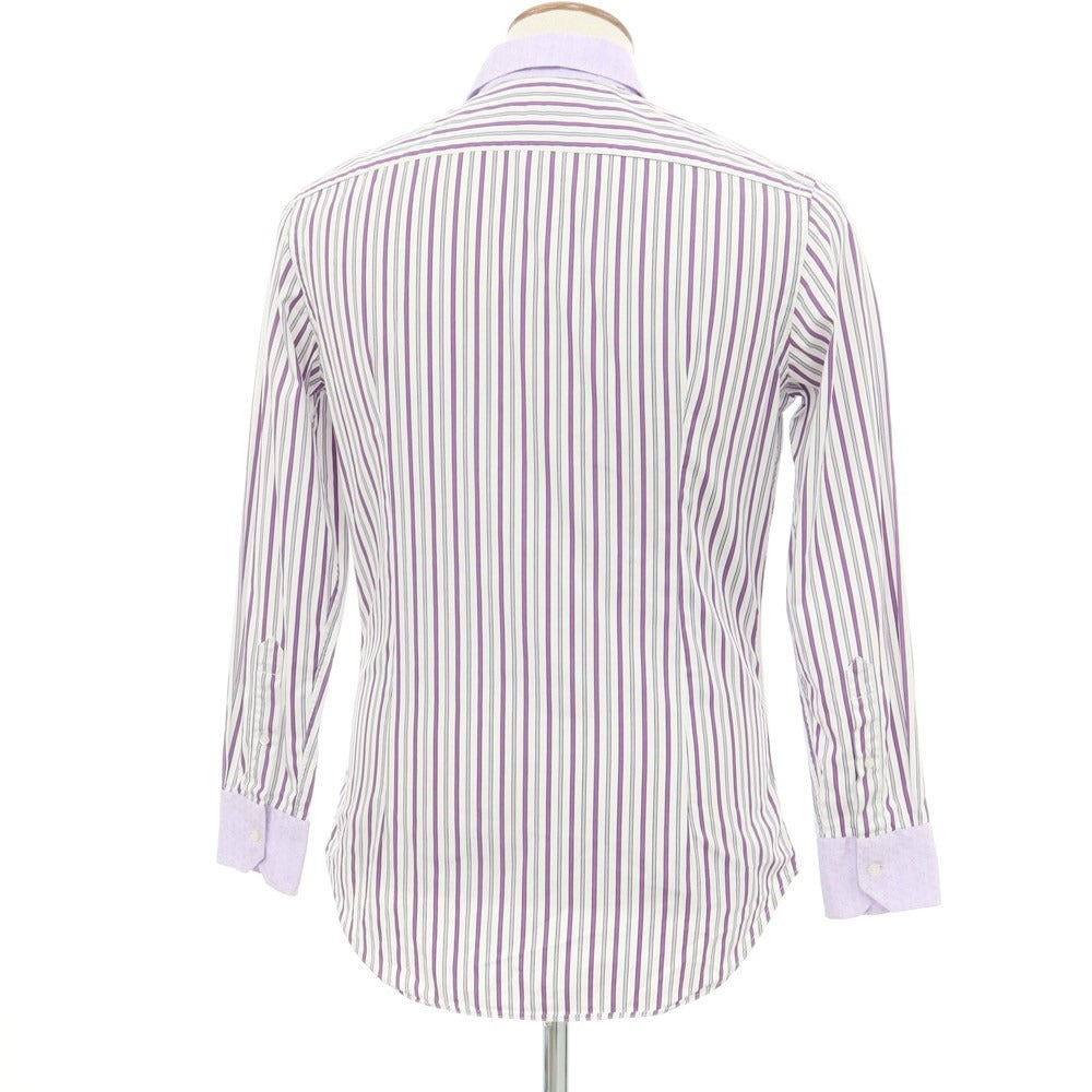 [Used] ETRO Cotton Striped Semi-Wide Collar Casual Shirt White x Purple [Size 39] [WHT] [S/S/A/W] [Condition Rank C] [Men&