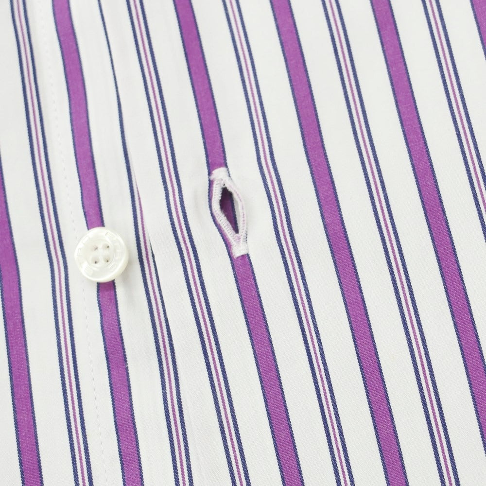 [Used] ETRO Cotton Striped Semi-Wide Collar Casual Shirt White x Purple [Size 39] [WHT] [S/S/A/W] [Condition Rank C] [Men&