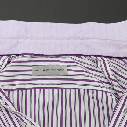 [Used] ETRO Cotton Striped Semi-Wide Collar Casual Shirt White x Purple [Size 39] [WHT] [S/S/A/W] [Condition Rank C] [Men&