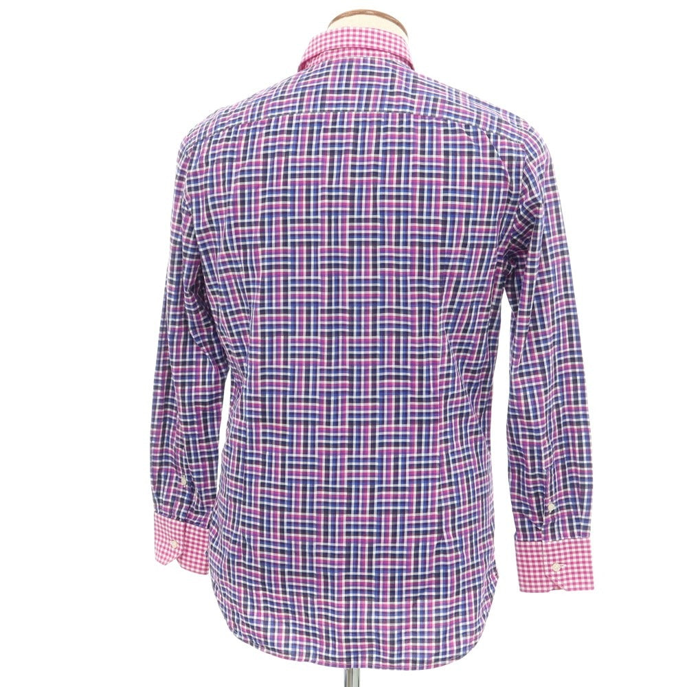 [Used] ETRO Cotton Check Semi-Wide Collar Casual Shirt Purple x Black [Size 39] [PUP] [S/S/A/W] [Condition Rank C] [Men&