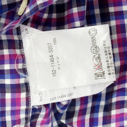 [Used] ETRO Cotton Check Semi-Wide Collar Casual Shirt Purple x Black [Size 39] [PUP] [S/S/A/W] [Condition Rank C] [Men&