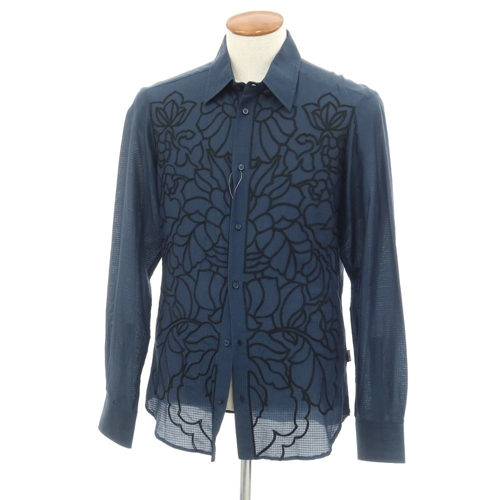 [Used] Just Cavalli Cotton Silk Regular Collar Casual Shirt Navy x Black [Size 48] [NVY] [S/S/A/W] [Condition Rank A] [Men&