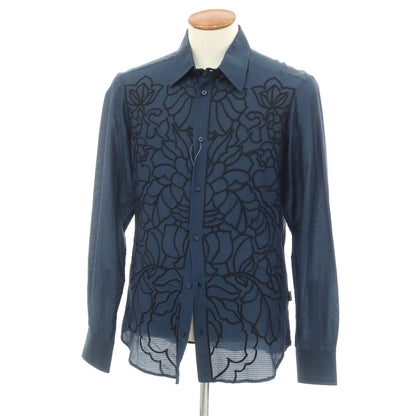 [Used] Just Cavalli Cotton Silk Regular Collar Casual Shirt Navy x Black [Size 48] [NVY] [S/S/A/W] [Condition Rank A] [Men&