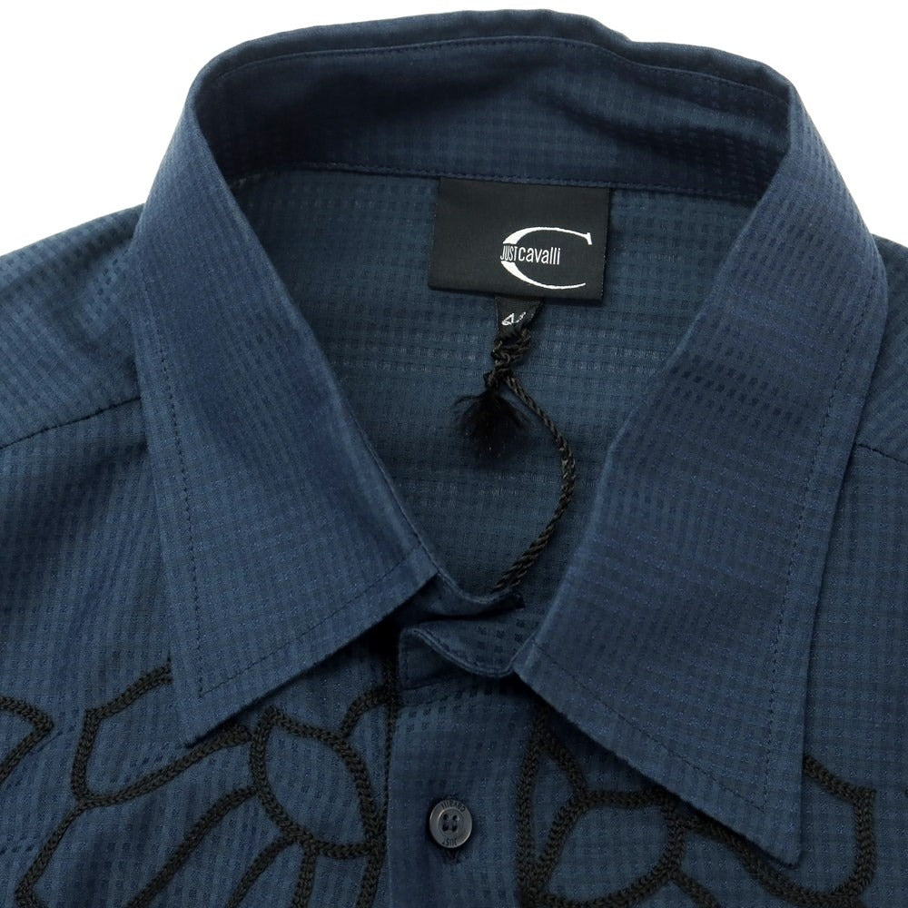 [Used] Just Cavalli Cotton Silk Regular Collar Casual Shirt Navy x Black [Size 48] [NVY] [S/S/A/W] [Condition Rank A] [Men&