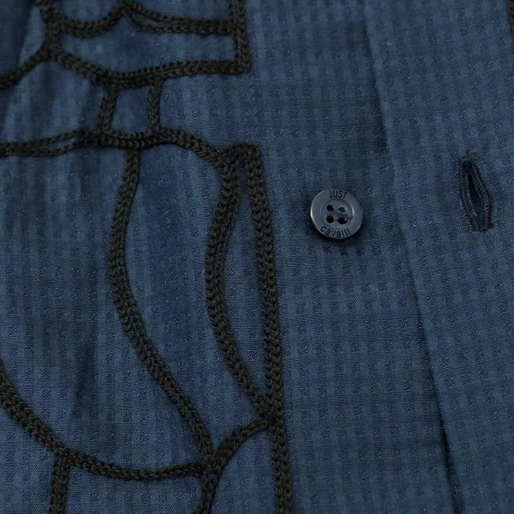 [Used] Just Cavalli Cotton Silk Regular Collar Casual Shirt Navy x Black [Size 48] [NVY] [S/S/A/W] [Condition Rank A] [Men&