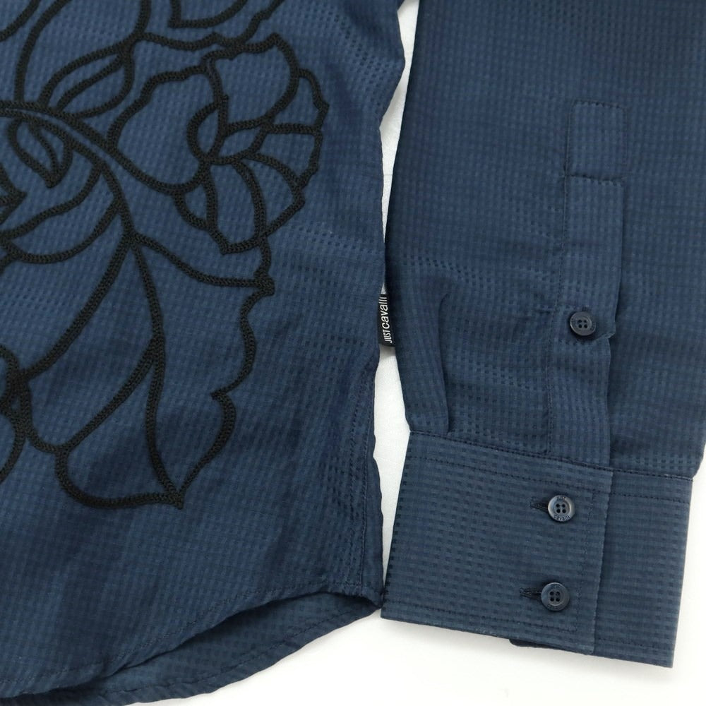 [Used] Just Cavalli Cotton Silk Regular Collar Casual Shirt Navy x Black [Size 48] [NVY] [S/S/A/W] [Condition Rank A] [Men&