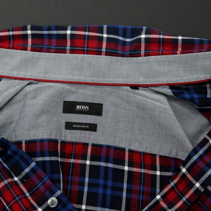 [Used] HUGO BOSS Cotton Button-down Casual Shirt Navy x Red x Blue [Size S] [NVY] [S/S/A/W] [Condition Rank C] [Men&