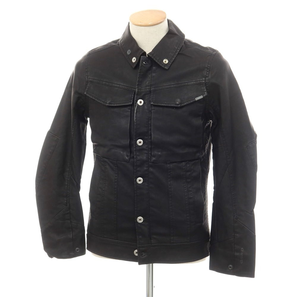 【中古】【未使用】ジースターロウ G-STAR RAW レーヨンポリエステル フェイクレザー ジップアップ ブルゾン ブラック【 XS 】【 状態ランクS 】【 メンズ 】