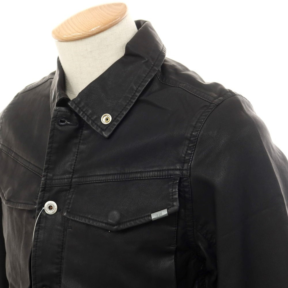 【中古】【未使用】ジースターロウ G-STAR RAW レーヨンポリエステル フェイクレザー ジップアップ ブルゾン ブラック【 XS 】【 状態ランクS 】【 メンズ 】