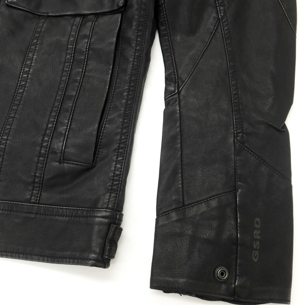 【中古】【未使用】ジースターロウ G-STAR RAW レーヨンポリエステル フェイクレザー ジップアップ ブルゾン ブラック【 XS 】【 状態ランクS 】【 メンズ 】