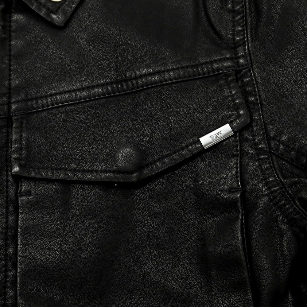 【中古】【未使用】ジースターロウ G-STAR RAW レーヨンポリエステル フェイクレザー ジップアップ ブルゾン ブラック【 XS 】【 状態ランクS 】【 メンズ 】 [EPD]