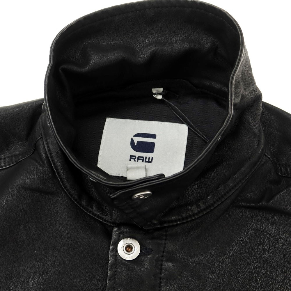 【中古】【未使用】ジースターロウ G-STAR RAW レーヨンポリエステル フェイクレザー ジップアップ ブルゾン ブラック【 XS 】【 状態ランクS 】【 メンズ 】 [EPD]
