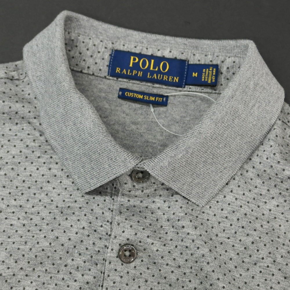 【中古】ラルフローレン RALPH LAUREN コットン ドット柄 半袖ポロシャツ グレー【 M 】【 状態ランクB 】【 メンズ 】