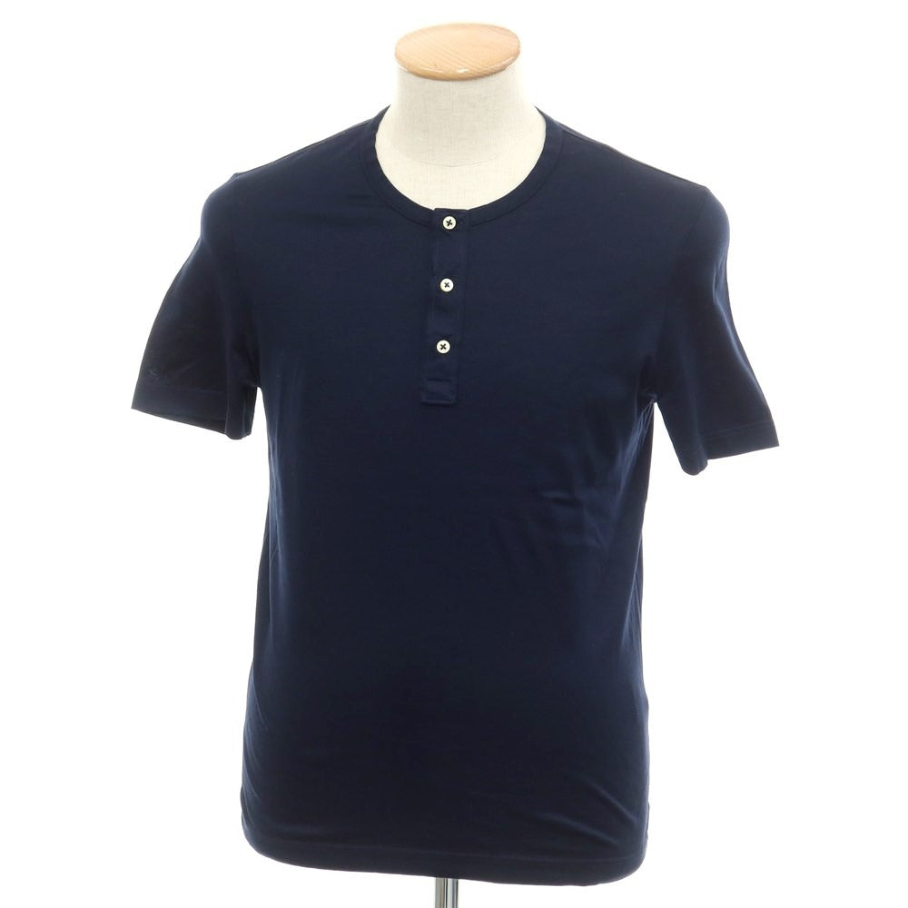 [Used] GRAN SASSO Cotton Henley Neck Short Sleeve T-Shirt Navy [Size 44] [NVY] [S/S] [Condition Rank B] ​​[Men&