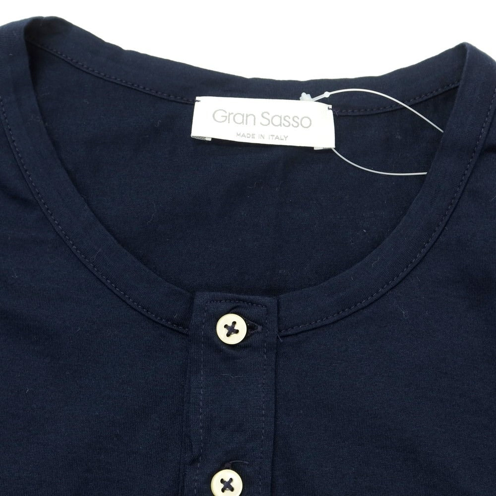 [Used] GRAN SASSO Cotton Henley Neck Short Sleeve T-Shirt Navy [Size 44] [NVY] [S/S] [Condition Rank B] ​​[Men&