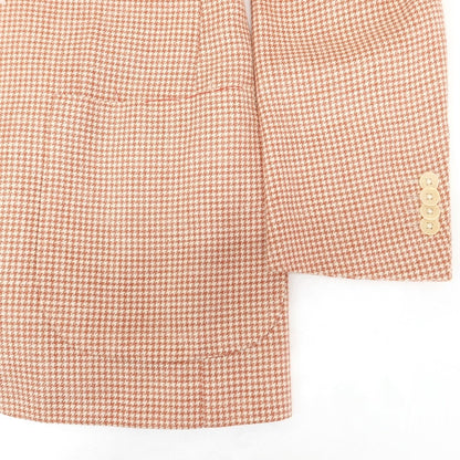 [Used] ISAIA Silk Linen Wool Houndstooth Pattern Tailored Jacket Rose Orange x Ivory [46] [Condition Rank A] [Men&