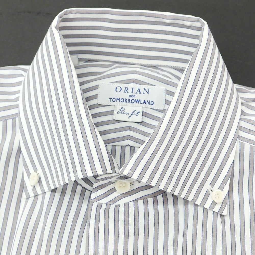 【中古】オリアン ORIAN コットン系 ストライプ ボタンダウン ドレスシャツ グレーxホワイト【サイズL】【GRY】【S/S/A/W】【状態ランクB】【メンズ】【759271】