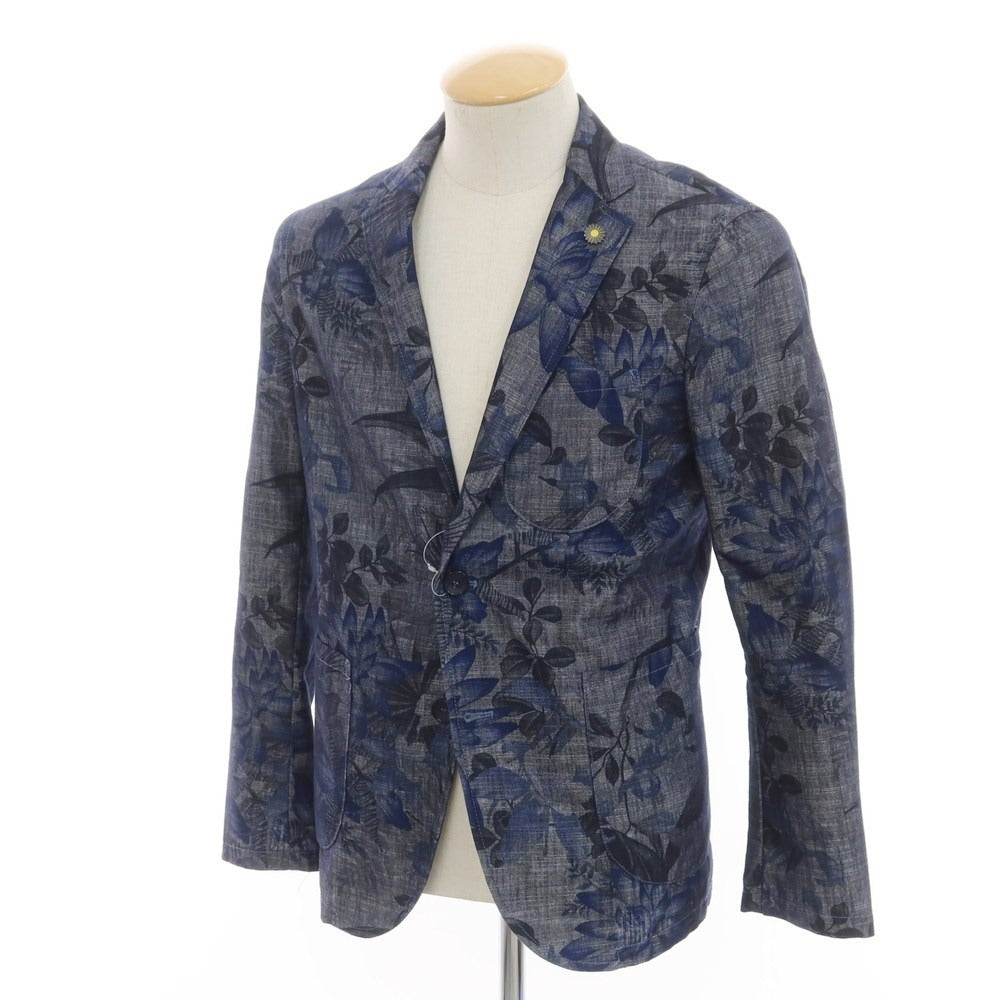 [Used] Giannetto Cotton Polyester Flower Pattern Casual Jacket Navy [44] [Condition Rank C] [Men&