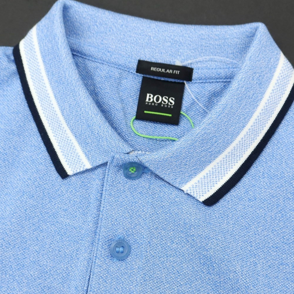 【中古】【未使用】ヒューゴボス HUGO BOSS コットン 鹿の子 半袖ポロシャツ ライトブルー【サイズS】【BLU】【S/S】【状態ランクS】【メンズ】【759282】