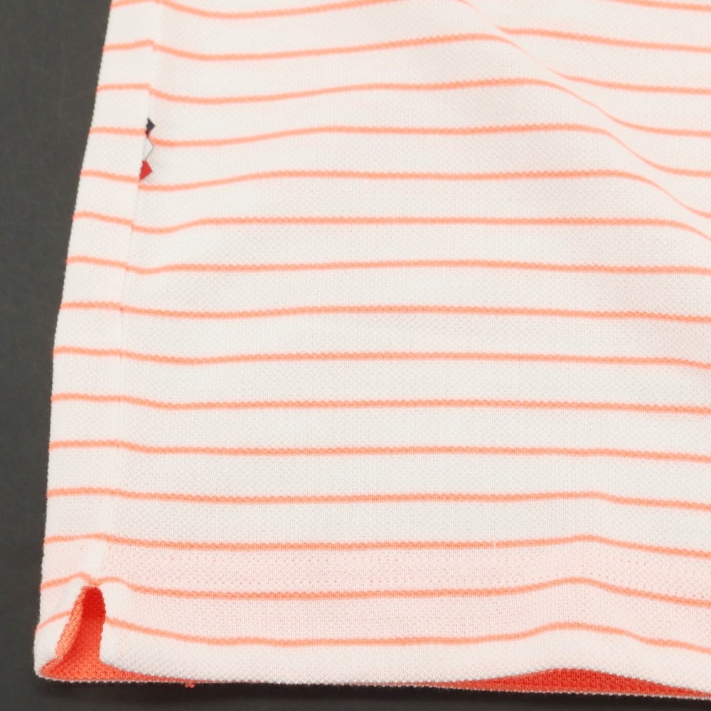 [Used] LACOSTE Cotton Polyester Striped Short Sleeve Polo Shirt White x Neon Orange [Size 5] [WHT] [S/S] [Condition Rank B] ​​[Men&