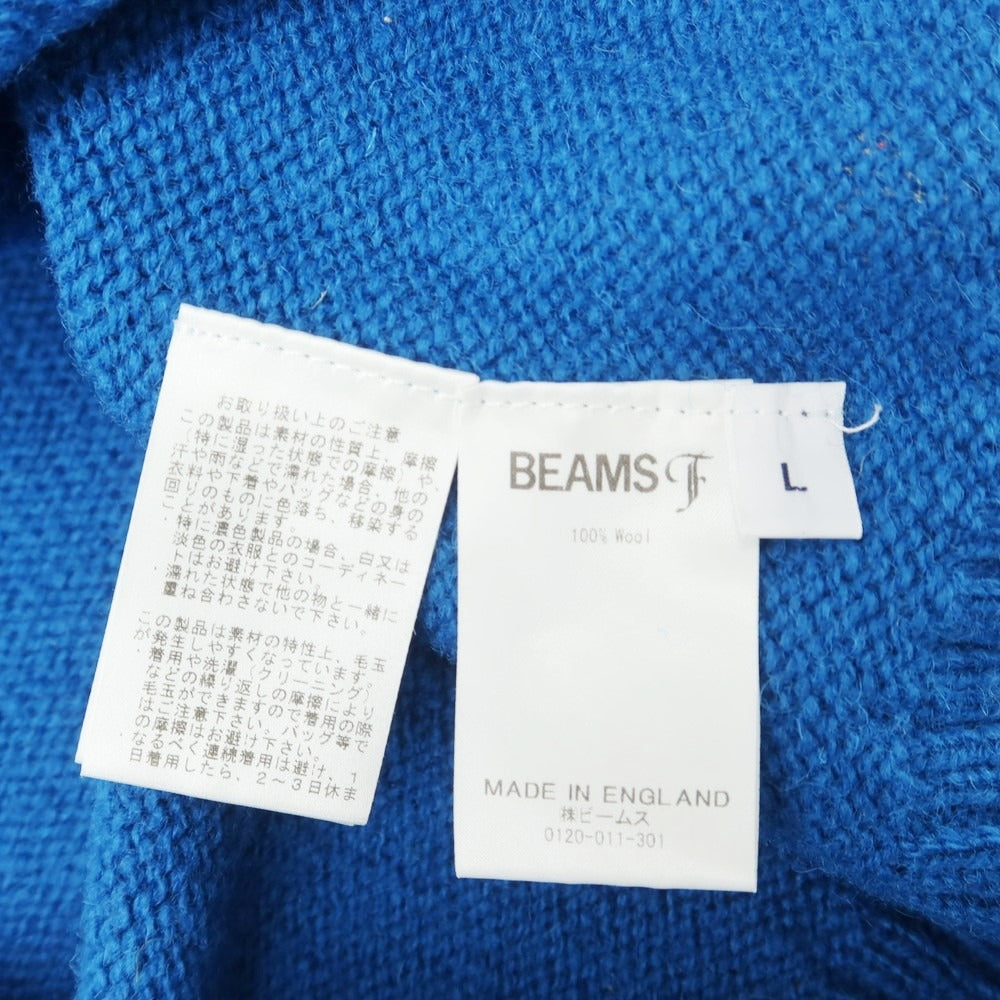 【中古】ビームスエフ BEAMS F ミドルゲージウール クルーネックニット ブルー系【 L 】【 状態ランクB 】【 メンズ 】