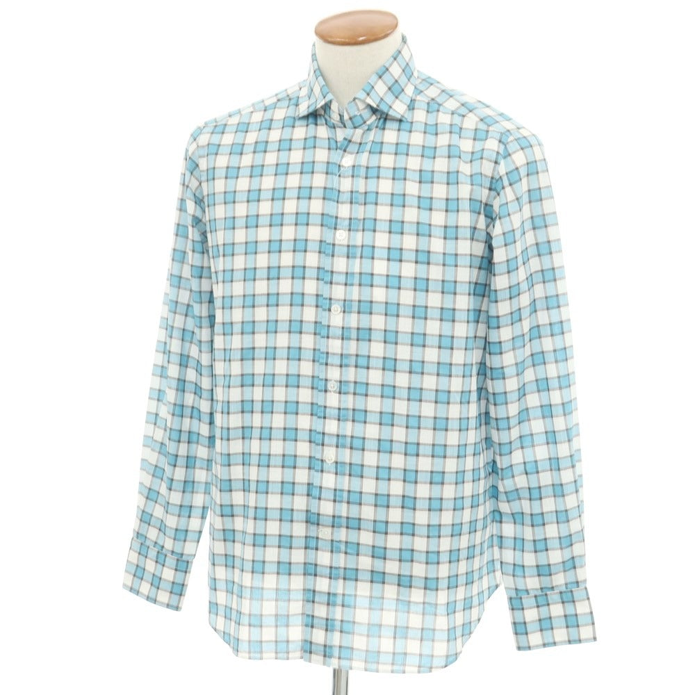 [Used] Bagutta Cotton Check Casual Shirt Light Blue x White [Size 40] [BLU] [S/S/A/W] [Condition Rank A] [Men&