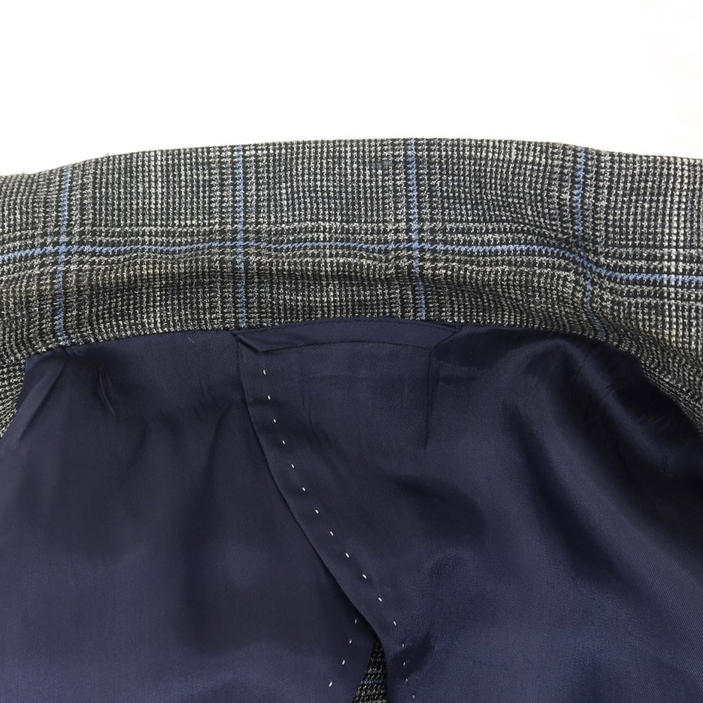 [Used] Blazers Bank.com Linen wool check tailored jacket, gray x light blue [175cm-6Drop] [Condition rank C] [Men&