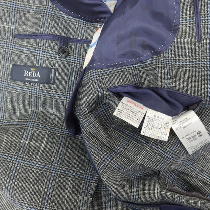 [Used] Blazers Bank.com Linen wool check tailored jacket, gray x light blue [175cm-6Drop] [Condition rank C] [Men&