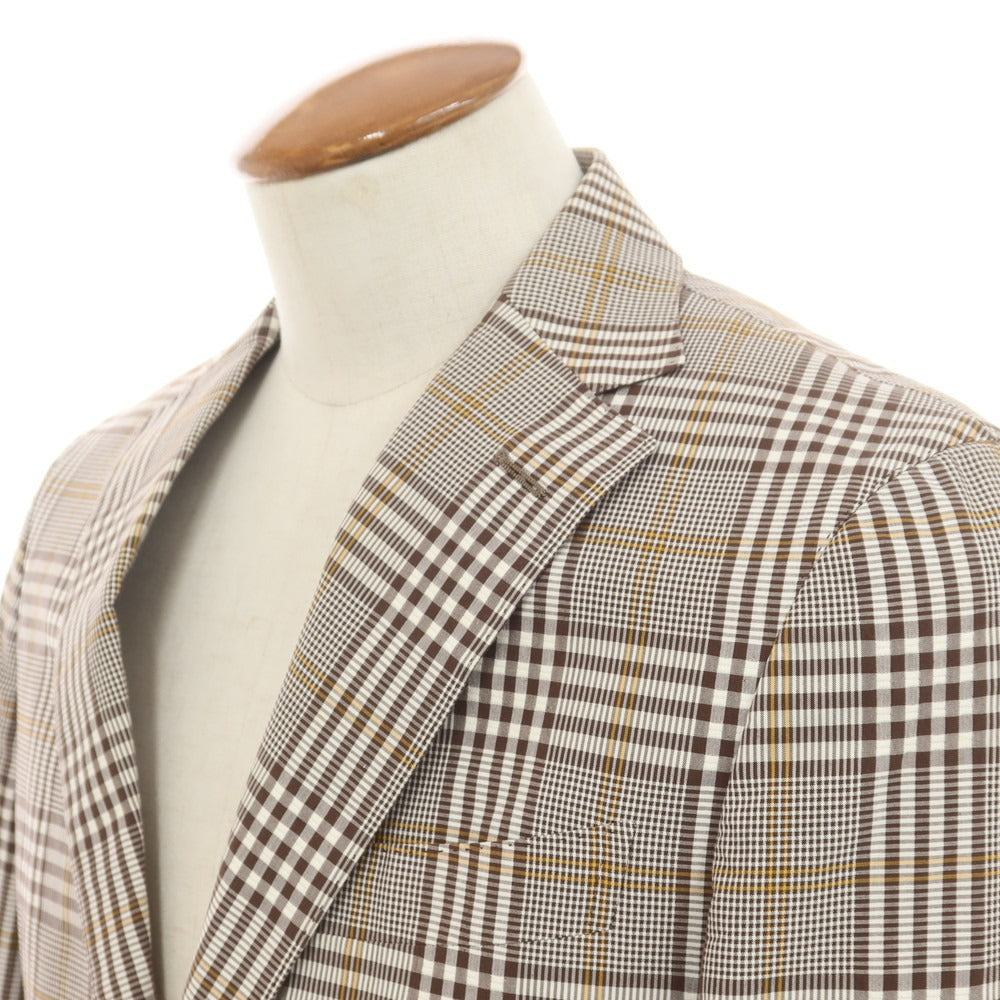 [Used] BEAMS F Cotton Silk Check 3B Casual Jacket White x Brown [93 (M)] [Condition Rank B] ​​[Men&