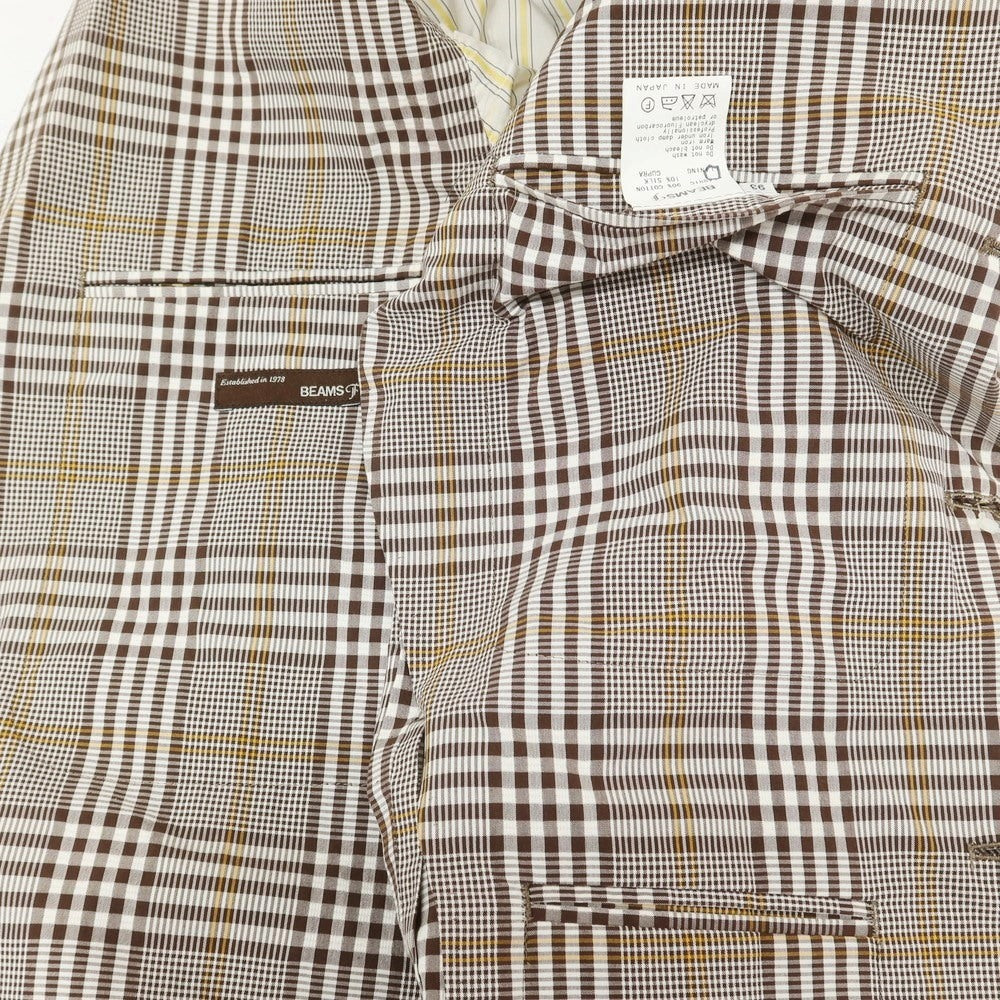 [Used] BEAMS F Cotton Silk Check 3B Casual Jacket White x Brown [93 (M)] [Condition Rank B] ​​[Men&