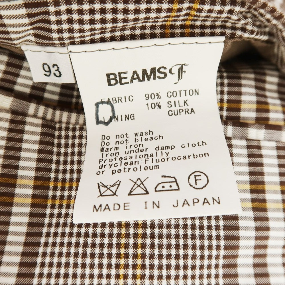 [Used] BEAMS F Cotton Silk Check 3B Casual Jacket White x Brown [93 (M)] [Condition Rank B] ​​[Men&