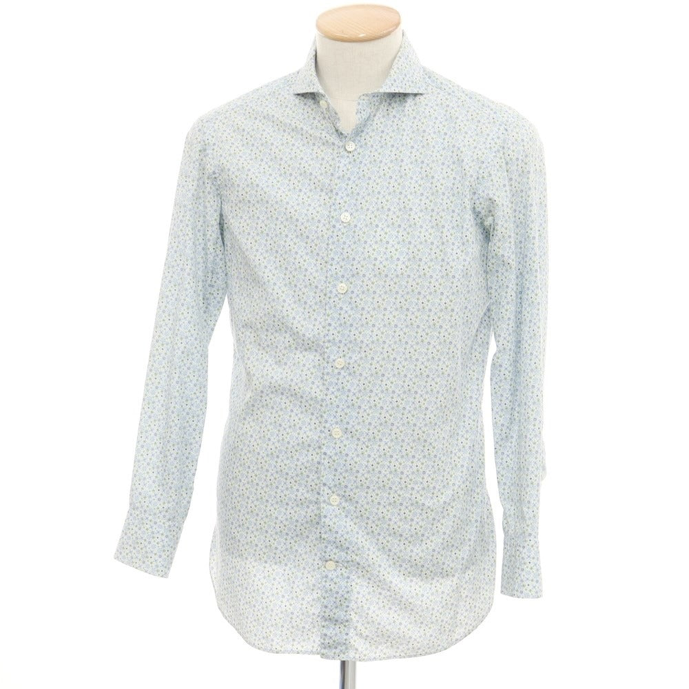 [Used] CATARISANO Cotton Floral Horizontal Collar Casual Shirt White x Light Blue [S] [Condition Rank C] [Men&