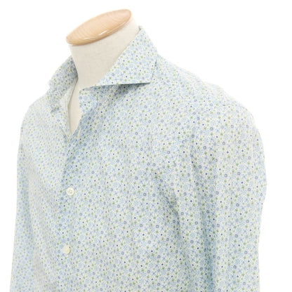 [Used] CATARISANO Cotton Floral Horizontal Collar Casual Shirt White x Light Blue [S] [Condition Rank C] [Men&