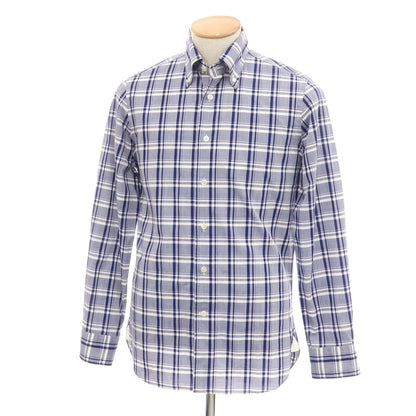 [Used] Bagutta Cotton Check Button-down Casual Shirt Navy x White [XS] [Condition Rank C] [Men&