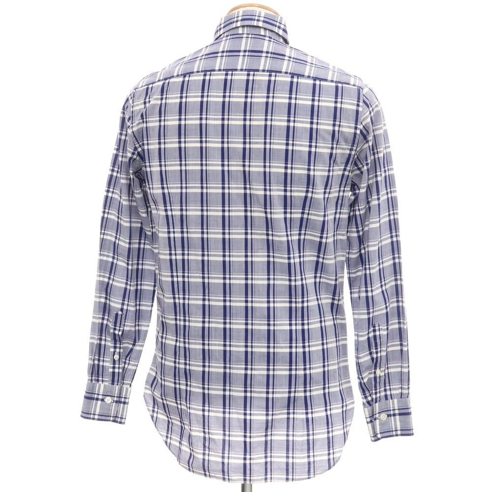 [Used] Bagutta Cotton Check Button-down Casual Shirt Navy x White [XS] [Condition Rank C] [Men&