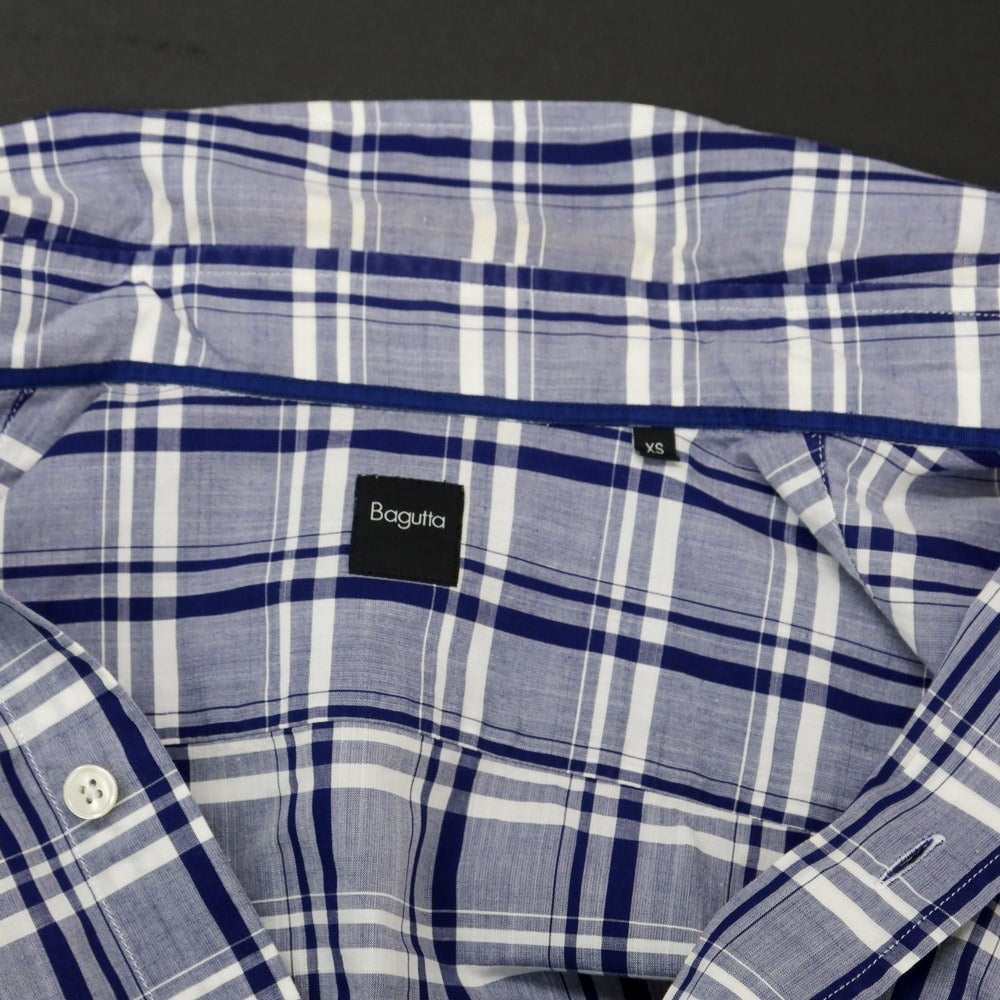 [Used] Bagutta Cotton Check Button-down Casual Shirt Navy x White [XS] [Condition Rank C] [Men&