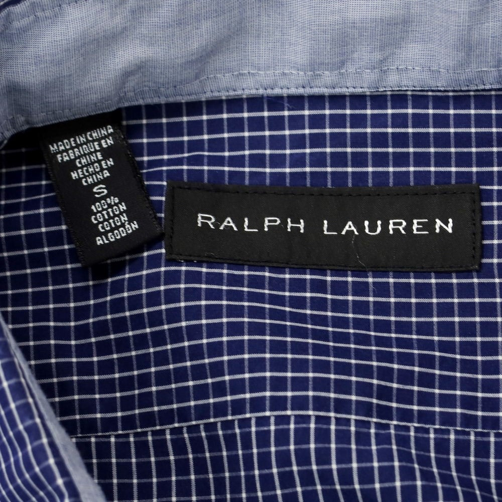 【中古】ラルフローレンブラックレーベル Ralph Lauren Black Label コットン チェック カジュアルシャツ ライトネイビーxホワイト【 S 】【 状態ランクB 】【 メンズ 】