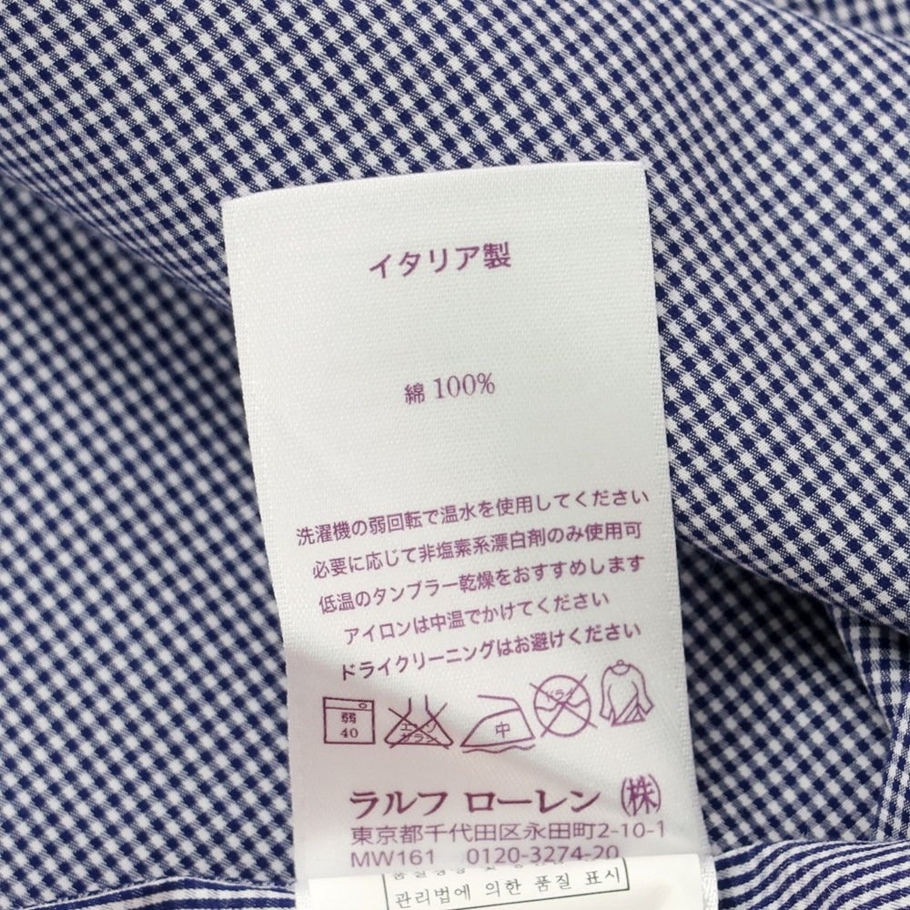 【中古】ラルフローレン パープルレーベル RalphLauren Collection Purple Label コットン ワイドカラー ドレスシャツ ネイビーxホワイト【 15 】【 状態ランクB 】【 メンズ 】