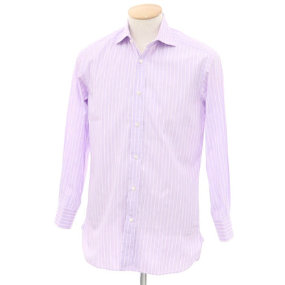 【中古】ラルフローレン パープルレーベル RalphLauren Collection Purple Label コットン ストライプ ワイドカラー ドレスシャツ ラベンダーxホワイト【 15 】【 状態ランクC 】【 メンズ 】