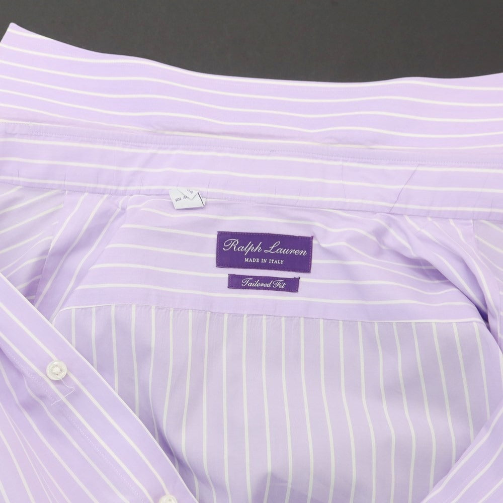 【中古】ラルフローレン パープルレーベル RalphLauren Collection Purple Label コットン ストライプ ワイドカラー ドレスシャツ ラベンダーxホワイト【 15 】【 状態ランクC 】【 メンズ 】