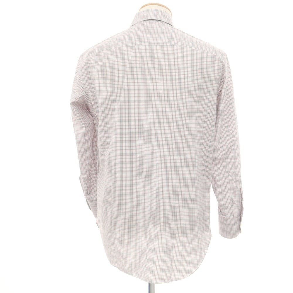 [Used] ISAIA Cotton Check Horizontal Collar Dress Shirt White x Gray x Dark Red [38] [Condition Rank B] ​​[Men&