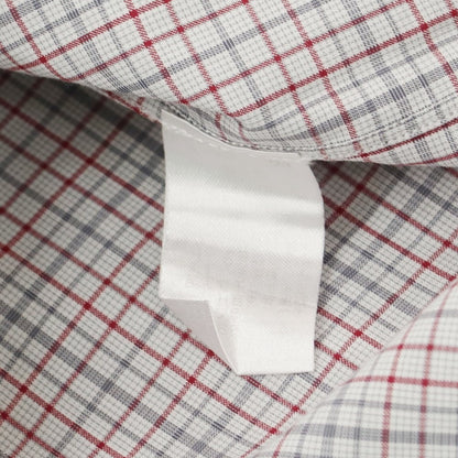 [Used] ISAIA Cotton Check Horizontal Collar Dress Shirt White x Gray x Dark Red [38] [Condition Rank B] ​​[Men&