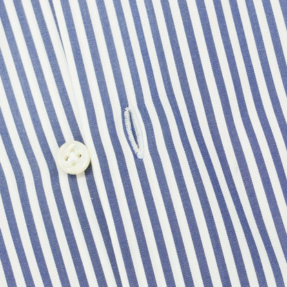 [Used] Luigi Borrelli Cotton Striped Button-down Dress Shirt White x Navy [39] [Condition Rank D] [Men&