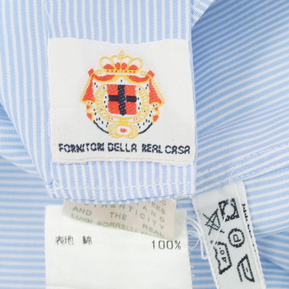 [Used] Luigi Borrelli Cotton Striped Wide Collar Dress Shirt Light Blue x White [39] [Condition Rank D] [Men&