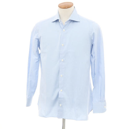 [Used] Luigi Borrelli Cotton Wide Collar Dress Shirt Light Blue [40] [Condition Rank D] [Men&