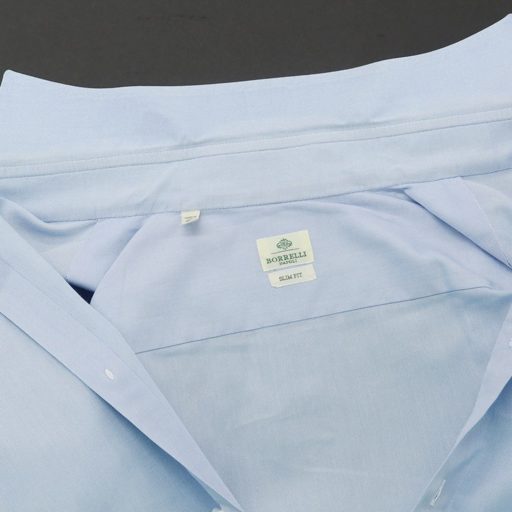 [Used] Luigi Borrelli Cotton Wide Collar Dress Shirt Light Blue [40] [Condition Rank D] [Men&