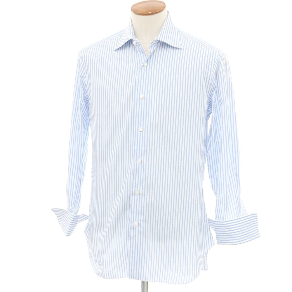 [Used] BARBA Cotton Barneys New York Exclusive Semi-Wide Collar Dress Shirt White x Light Blue [40] [Condition Rank C] [Men&