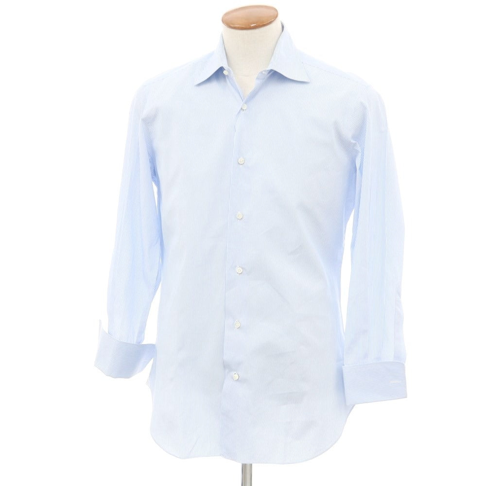 [Used] BARBA Cotton Barneys New York Exclusive Semi-Wide Collar Dress Shirt Light Blue x White [40] [Condition Rank D] [Men&