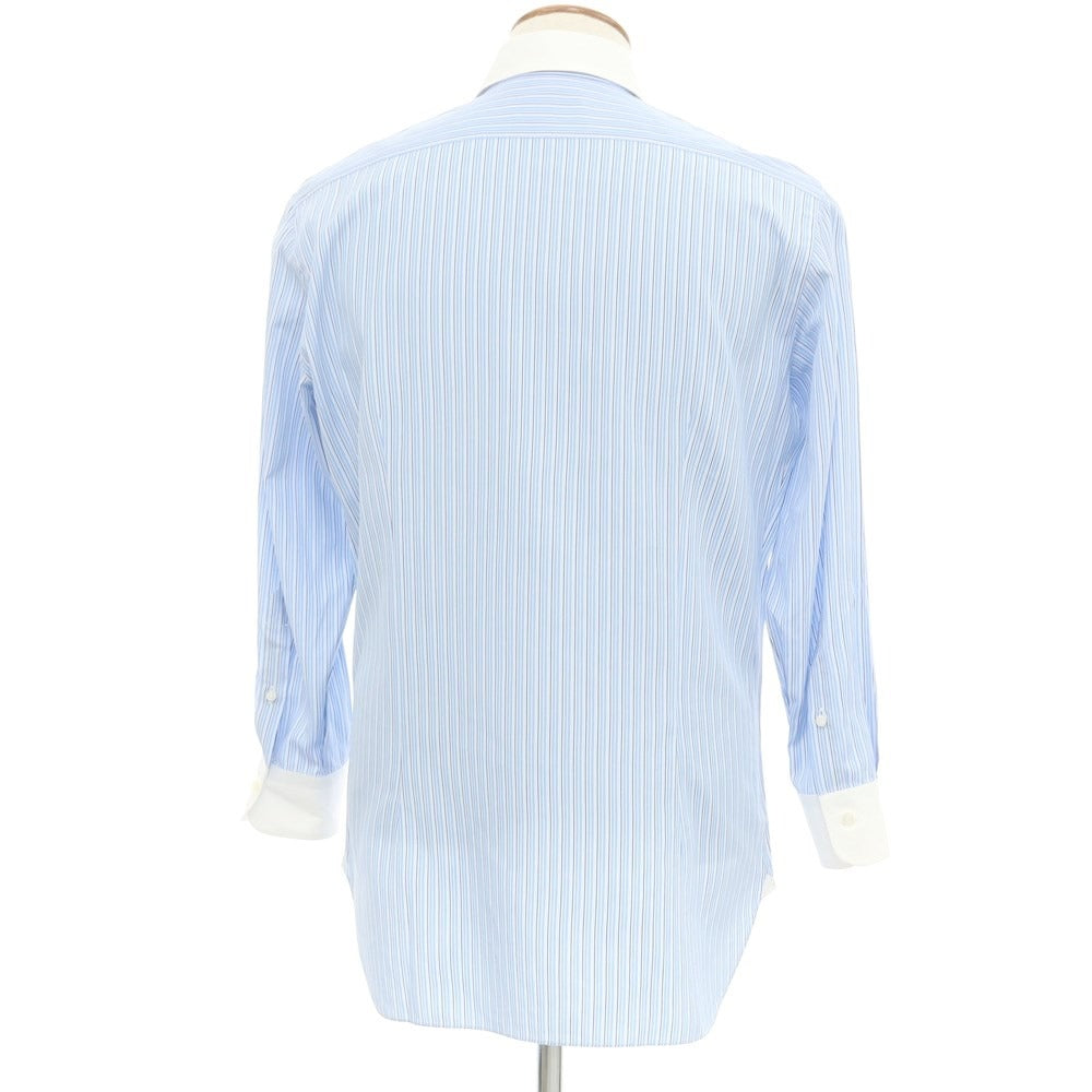 [Used] BARBA Cotton Semi-Wide Collar Striped Dress Shirt Light Blue x White [40] [Condition Rank D] [Men&